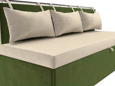 Скамья кухонная мягкая Лига Диванов Метро / 105003 (микровельвет, бежевый/зеленый)