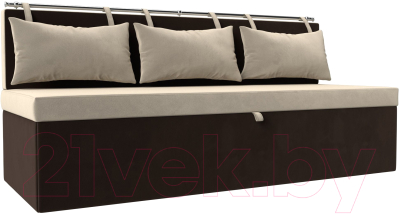 Скамья кухонная мягкая Лига Диванов Метро / 105004 (микровельвет бежевый/коричневый) - фото