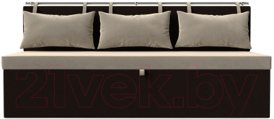 Скамья кухонная мягкая Лига Диванов Метро / 105004 (микровельвет бежевый/коричневый)