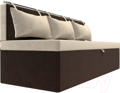 Скамья кухонная мягкая Лига Диванов Метро / 105004 (микровельвет бежевый/коричневый)