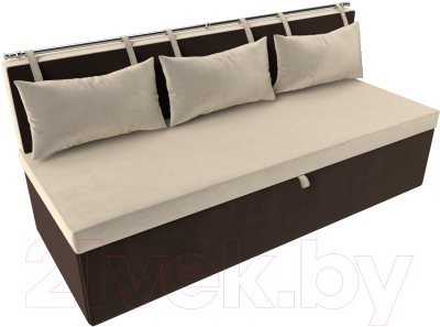 Скамья кухонная мягкая Лига Диванов Метро / 105004 (микровельвет бежевый/коричневый)