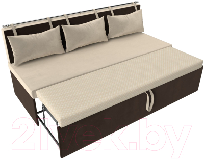 Скамья кухонная мягкая Лига Диванов Метро / 105004 (микровельвет бежевый/коричневый)