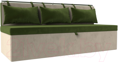Скамья кухонная мягкая Лига Диванов Метро / 105005 (микровельвет зеленый/бежевый) - фото