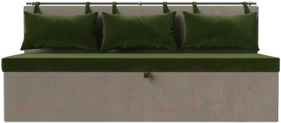 Скамья кухонная мягкая Лига Диванов Метро / 105005 (микровельвет зеленый/бежевый)