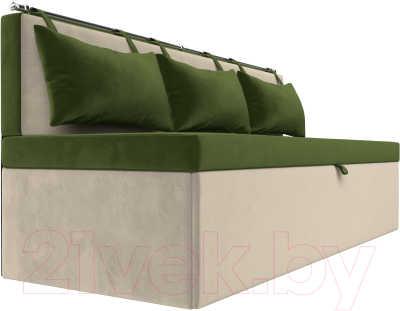 Скамья кухонная мягкая Лига Диванов Метро / 105005 (микровельвет зеленый/бежевый)