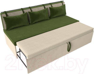 Скамья кухонная мягкая Лига Диванов Метро / 105005 (микровельвет зеленый/бежевый)