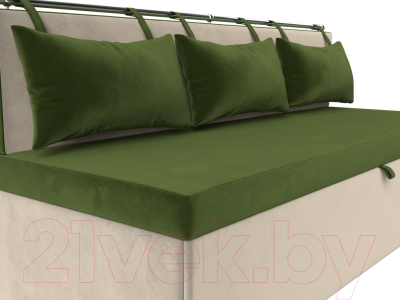 Скамья кухонная мягкая Лига Диванов Метро / 105005 (микровельвет зеленый/бежевый)