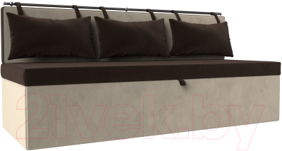 Скамья кухонная мягкая Лига Диванов Метро / 105006 (микровельвет коричневый/бежевый) - фото