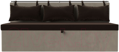 Скамья кухонная мягкая Лига Диванов Метро / 105006 (микровельвет коричневый/бежевый)