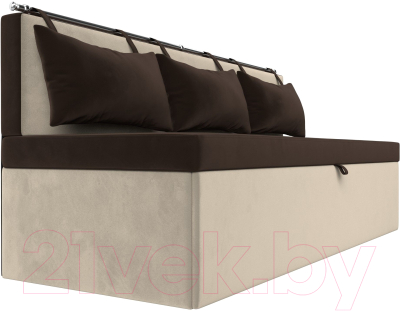 Скамья кухонная мягкая Лига Диванов Метро / 105006 (микровельвет коричневый/бежевый)