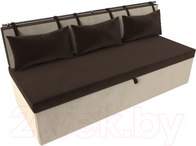 Скамья кухонная мягкая Лига Диванов Метро / 105006 (микровельвет коричневый/бежевый)