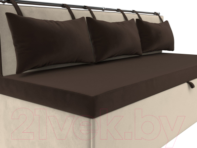 Скамья кухонная мягкая Лига Диванов Метро / 105006 (микровельвет коричневый/бежевый)