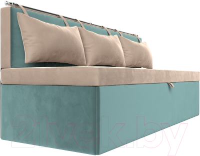 Скамья кухонная мягкая Лига Диванов Метро / 105007 (велюр бежевый/бирюзовый)