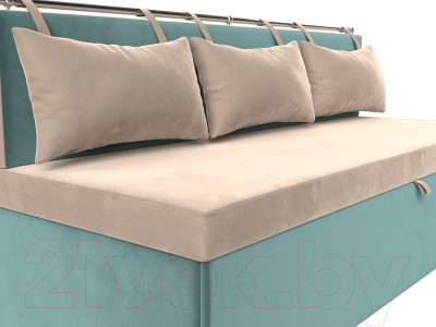 Скамья кухонная мягкая Лига Диванов Метро / 105007 (велюр бежевый/бирюзовый)