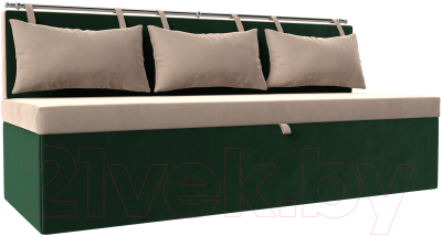 Скамья кухонная мягкая Лига Диванов Метро / 105008 (велюр бежевый/зеленый) - фото