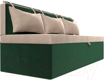 Скамья кухонная мягкая Лига Диванов Метро / 105008 (велюр бежевый/зеленый)