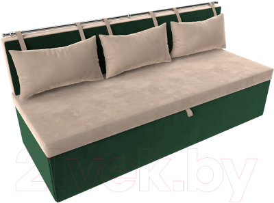 Скамья кухонная мягкая Лига Диванов Метро / 105008 (велюр бежевый/зеленый)