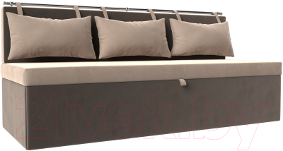 Скамья кухонная мягкая Лига Диванов Метро / 105009 (велюр бежевый/коричневый) - фото