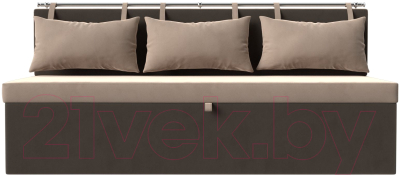 Скамья кухонная мягкая Лига Диванов Метро / 105009 (велюр бежевый/коричневый)