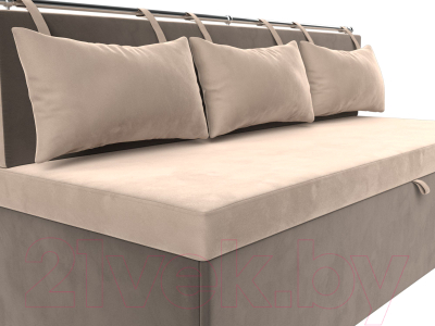 Скамья кухонная мягкая Лига Диванов Метро / 105009 (велюр бежевый/коричневый)