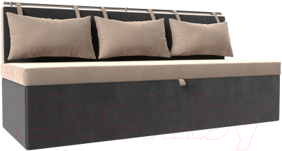 Скамья кухонная мягкая Лига Диванов Метро / 105010 (велюр бежевый/серый) - фото