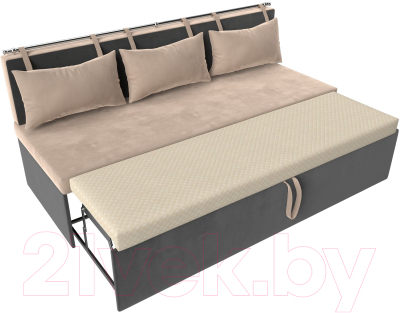 Скамья кухонная мягкая Лига Диванов Метро / 105010 (велюр бежевый/серый)