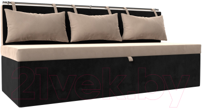 Скамья кухонная мягкая Лига Диванов Метро / 105012 (велюр бежевый/черный) - фото
