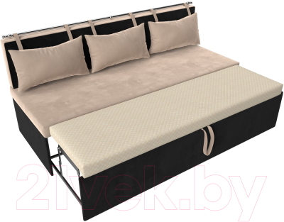 Скамья кухонная мягкая Лига Диванов Метро / 105012 (велюр бежевый/черный)