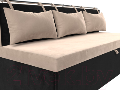 Скамья кухонная мягкая Лига Диванов Метро / 105012 (велюр бежевый/черный)