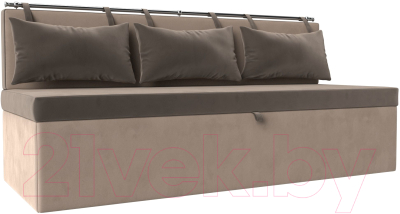 Скамья кухонная мягкая Лига Диванов Метро / 105013 (велюр коричневый/бежевый) - фото