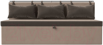 Скамья кухонная мягкая Лига Диванов Метро / 105013 (велюр коричневый/бежевый)