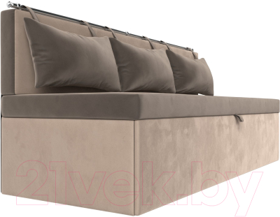 Скамья кухонная мягкая Лига Диванов Метро / 105013 (велюр коричневый/бежевый)