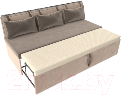 Скамья кухонная мягкая Лига Диванов Метро / 105013 (велюр коричневый/бежевый)