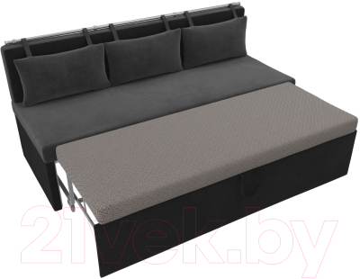 Скамья кухонная мягкая Лига Диванов Метро / 105014 (велюр серый/черный)