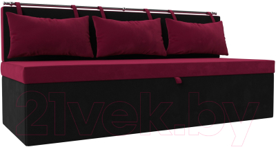 Скамья кухонная мягкая Лига Диванов Метро / 114106 (микровельвет бордовый/черный) - фото
