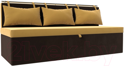Скамья кухонная мягкая Лига Диванов Метро / 114107 (микровельвет желтый/коричневый) - фото