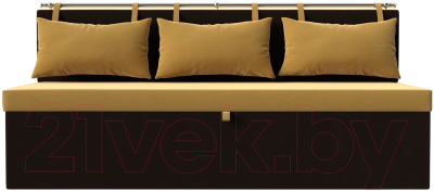 Скамья кухонная мягкая Лига Диванов Метро / 114107 (микровельвет желтый/коричневый)