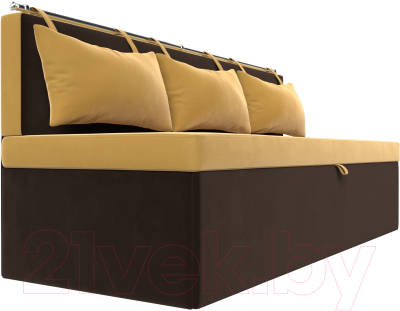 Скамья кухонная мягкая Лига Диванов Метро / 114107 (микровельвет желтый/коричневый)