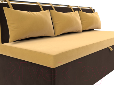 Скамья кухонная мягкая Лига Диванов Метро / 114107 (микровельвет желтый/коричневый)