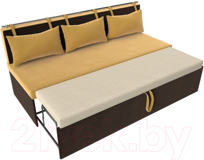 Скамья кухонная мягкая Лига Диванов Метро / 114107 (микровельвет желтый/коричневый)
