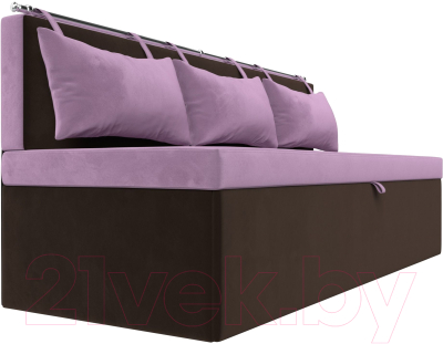 Скамья кухонная мягкая Лига Диванов Метро / 114109 (микровельвет сиреневый/коричневый)