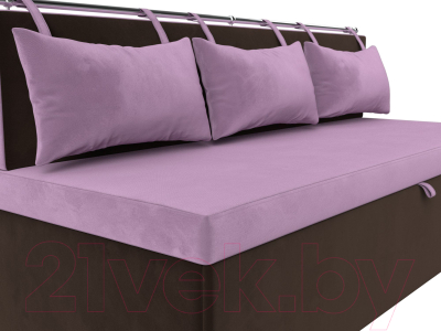 Скамья кухонная мягкая Лига Диванов Метро / 114109 (микровельвет сиреневый/коричневый)