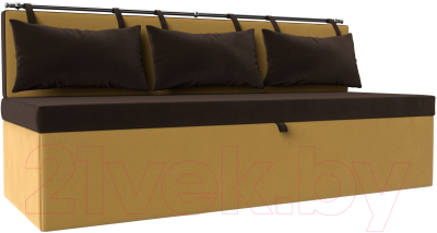 Скамья кухонная мягкая Лига Диванов Метро / 114110 (микровельвет коричневый/желтый) - фото