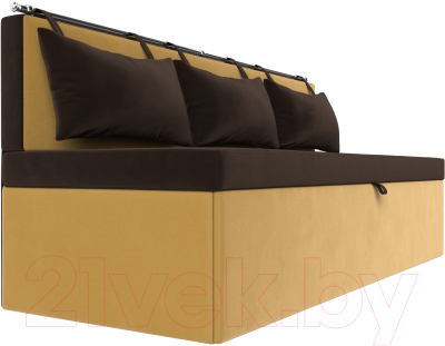 Скамья кухонная мягкая Лига Диванов Метро / 114110 (микровельвет коричневый/желтый)