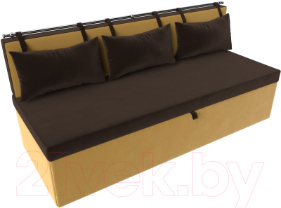 Скамья кухонная мягкая Лига Диванов Метро / 114110 (микровельвет коричневый/желтый)