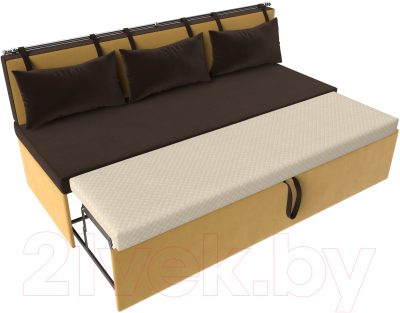 Скамья кухонная мягкая Лига Диванов Метро / 114110 (микровельвет коричневый/желтый)