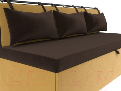 Скамья кухонная мягкая Лига Диванов Метро / 114110 (микровельвет коричневый/желтый)