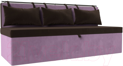 Скамья кухонная мягкая Лига Диванов Метро / 114112 (микровельвет коричневый/сиреневый) - фото