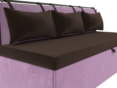 Скамья кухонная мягкая Лига Диванов Метро / 114112 (микровельвет коричневый/сиреневый)