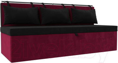 Скамья кухонная мягкая Лига Диванов Метро / 114113 (микровельвет черный/бордовый) - фото